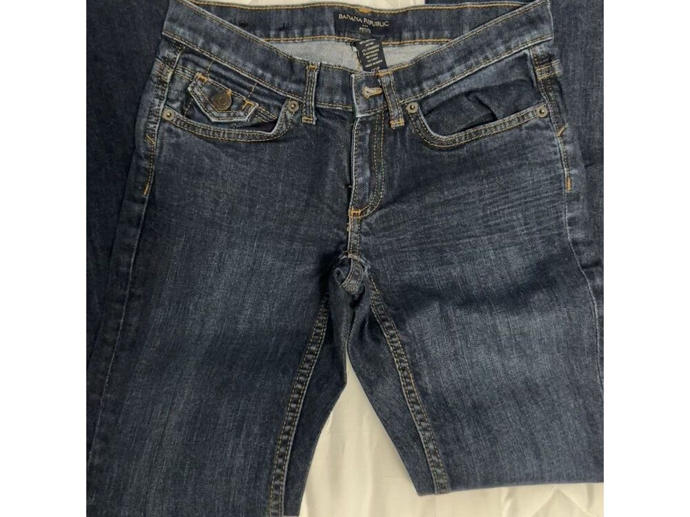 Banana Republic Petite Dark Blue Denim Jeans Dark Wash Stretch 5-Pocket Women’s